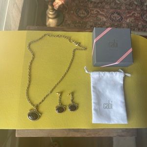 CABI Anchor Gold Necklace w/ Earrings Burgundy Pendant Nautical